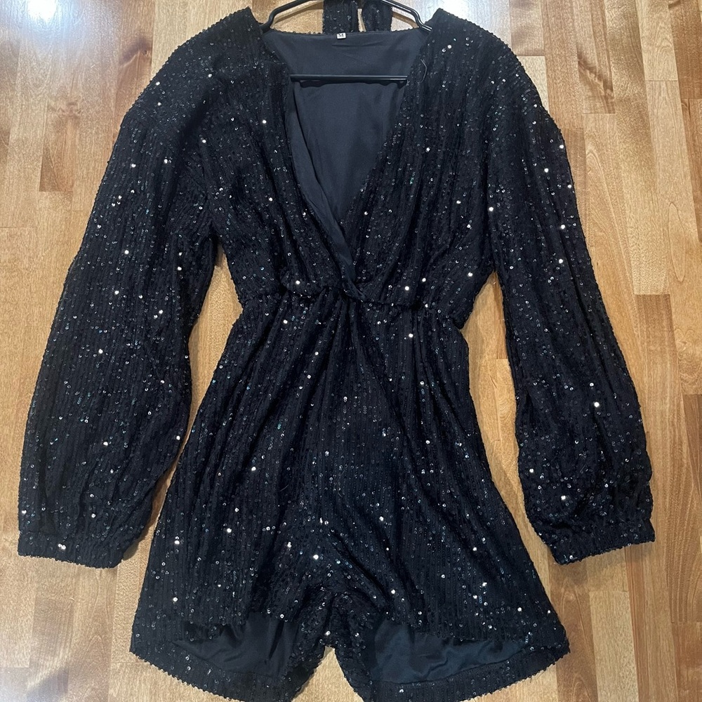 Black Sequin Romper